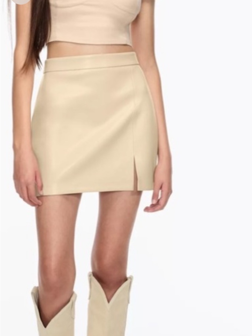 Wilfred Cream Mini Skirt with Side Slit